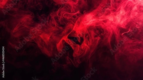 Obraz Abstract red smoke clouds on dark background, a powerful visual element