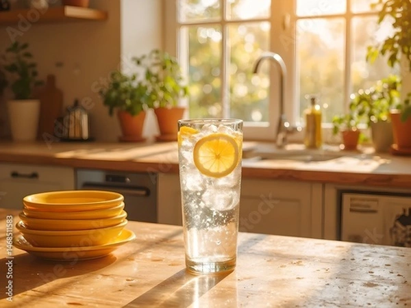 Fototapeta Minimalist Food and Drink Collection with Natural Light and Rustic Style