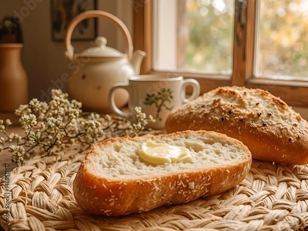 Fototapeta Minimalist Food and Drink Collection with Natural Light and Rustic Style