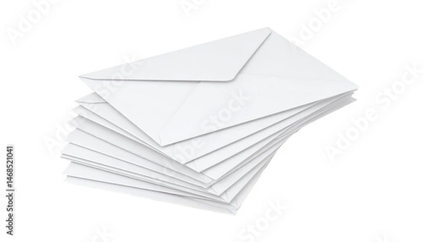 Fototapeta A pristine stack of white envelopes, ready for mailing, communication, or special announcements