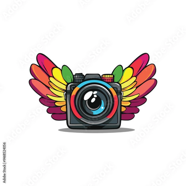 Fototapeta flying camera mascot vector cute design