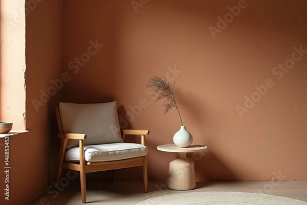 Fototapeta Tranquil reading nook warm cozy setting