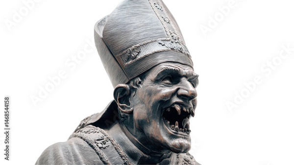 Obraz Fierce statue depicting a monstrous bishop. transparent background