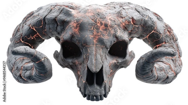 Obraz Intricate ram skull with cracked texture design. transparent background