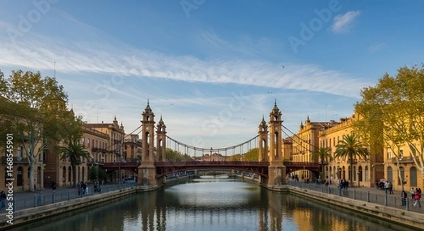 Fototapeta Bridge Over River in City