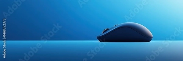 Obraz Modern wireless computer mouse on a simple blue background