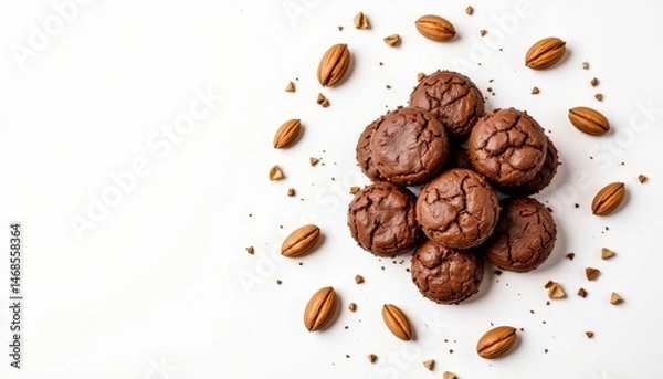 Fototapeta Deliciously indulgent chocolate chip cookies with toasted almonds and rich chunks