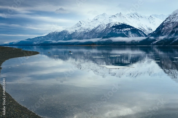Obraz Chilkat River and Mountains, Haines Alaska