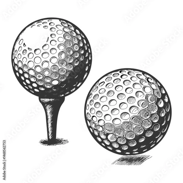Fototapeta golf ball, showcasing texture and dimples sketch