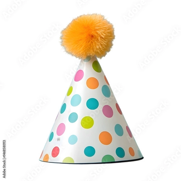 Fototapeta Colorful birthday cap isolated on white background. Ai Generated Images