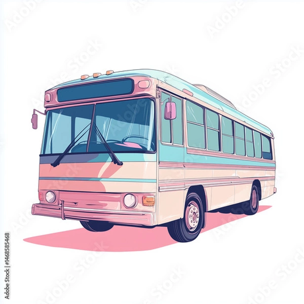 Obraz old bus isolated on white. vector illustration of a bus, Van, bus, vintage, sweet color, white background
