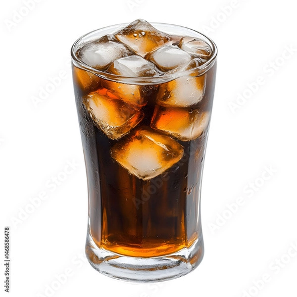Fototapeta a glass of coke with ice cubes isolated on white background. Ai Generated Images