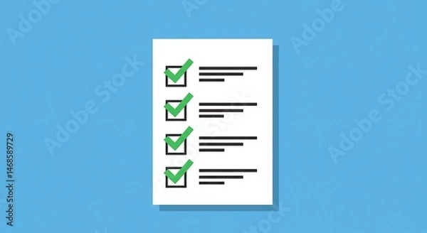 Fototapeta Simple checklist with green checkmarks on a light background.