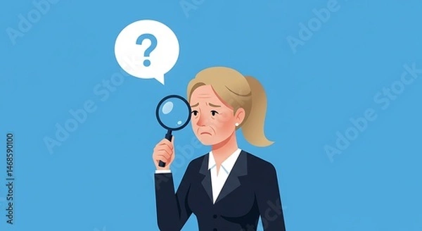 Fototapeta A pensive businesswoman scrutinizes a perplexing issue.