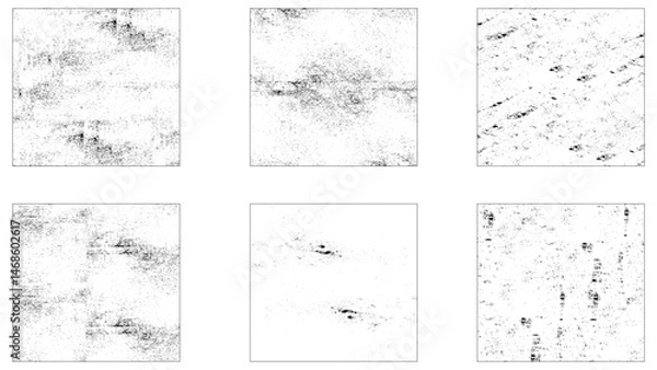 Obraz Grunge overlay textures with dust grain isolated on white background.  Distressed paper with old, worn overlay effect. Torn and crumpled pattern for poster or vinyl album cover.