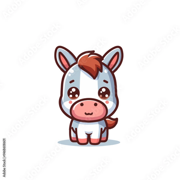 Obraz Cute Cartoon Donkey Standing Vector Mascot