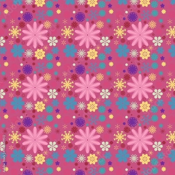 Fototapeta Background design, retro geometric floral pattern, watercolor, abstract fabric pattern