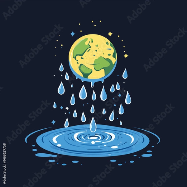 Obraz World water day, Save the Water and world, vector style simple color