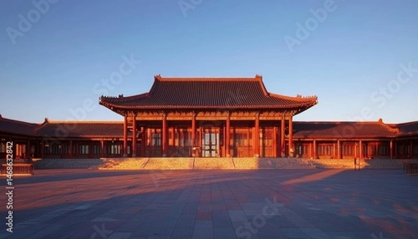 Obraz Ancient Chinese architecture at dawn