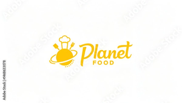 Fototapeta Vibrant Modern and Sleek Yellow Vector Food Logo – Minimalist Restaurant Branding Icon with Bold and Fresh Design Aesthetic