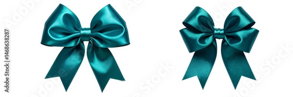 Obraz  Satin Teal Gift Bow with Shiny Finish, isolated on transparent background PNG