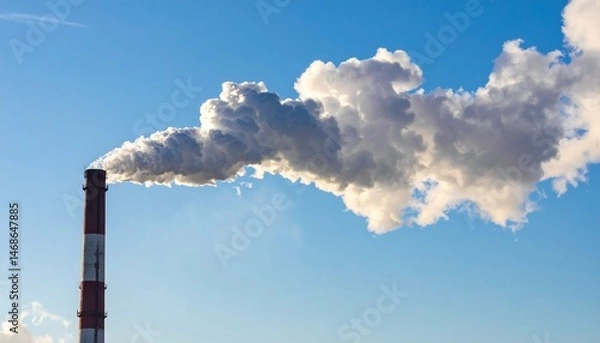 Fototapeta 青空に立ち上る煙突の煙と空気の流れ