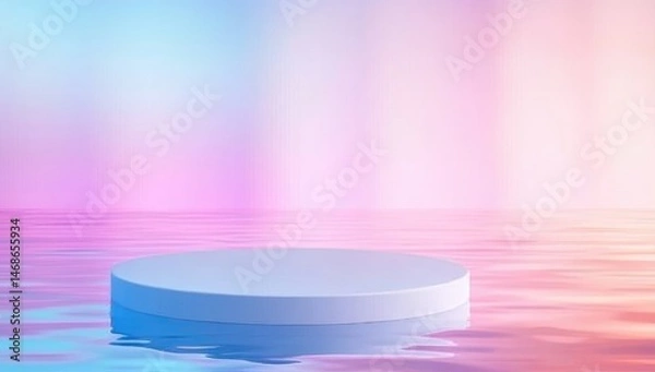Obraz Pastel-hued backdrop with a floating, circular platform