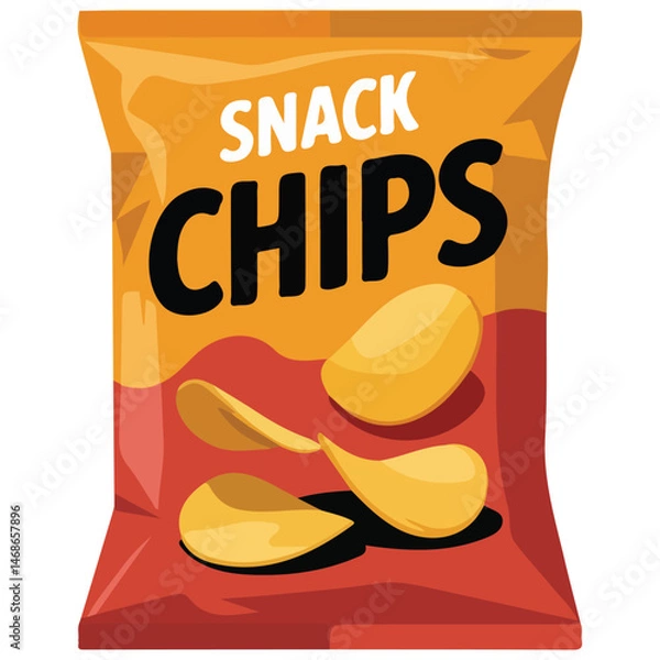 Fototapeta Snack chips bag packaging isolated vector illustration on white background