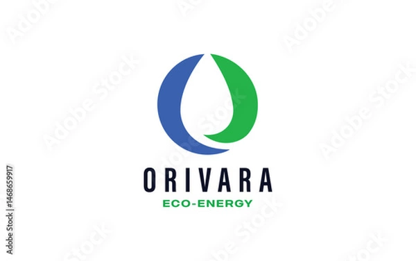 Fototapeta Minimalist Green Drop Logo for Sustainable Environment Company