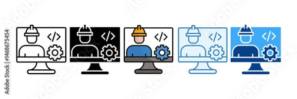 Fototapeta Software Engineering Icon Set Multiple Style Collection