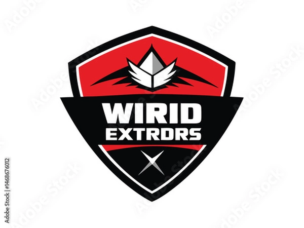 Obraz Modern Red and Black Shield Logo for Wired Extrodrs