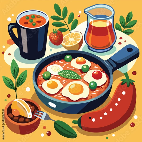 Fototapeta vector illustration of pizza
