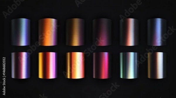 Obraz Gradient color swatches, iridescent, metallic finishes