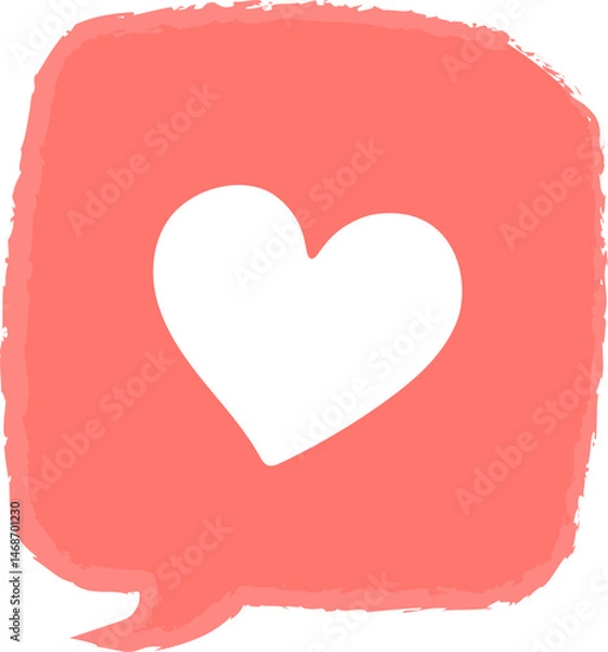 Fototapeta シンプルなハートふきだし　いいねアイコン素材　