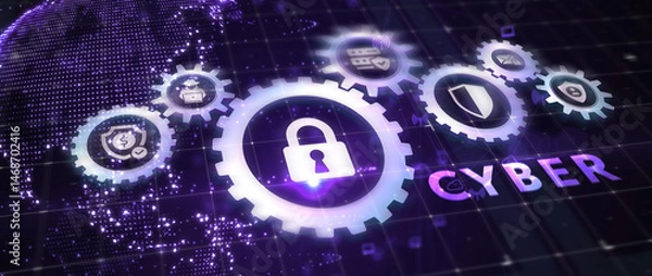 Obraz Cyber security data protection business technology privacy concept. 3d illustration
