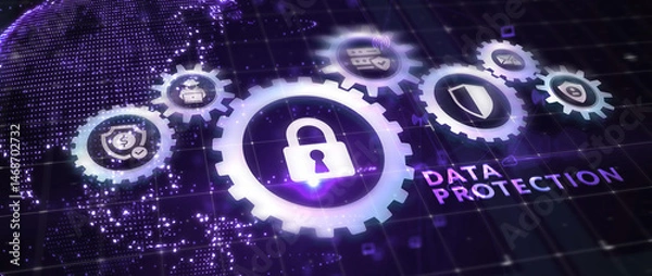 Obraz Cyber security data protection business technology privacy concept. 3d illustration