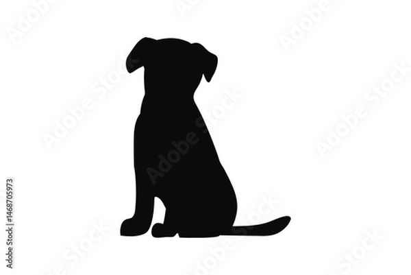 Fototapeta Shadowy Silhouette: A stark silhouette of a seated dog, its dark form against a simple background