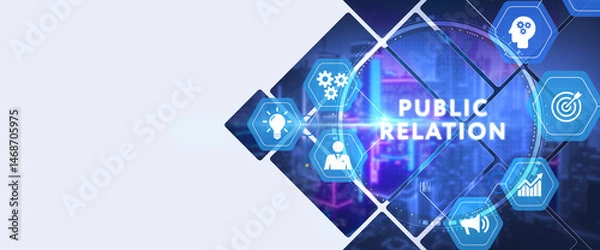 Obraz PR Public relations concept. Communication advertising marketing strategy. 3d illustration