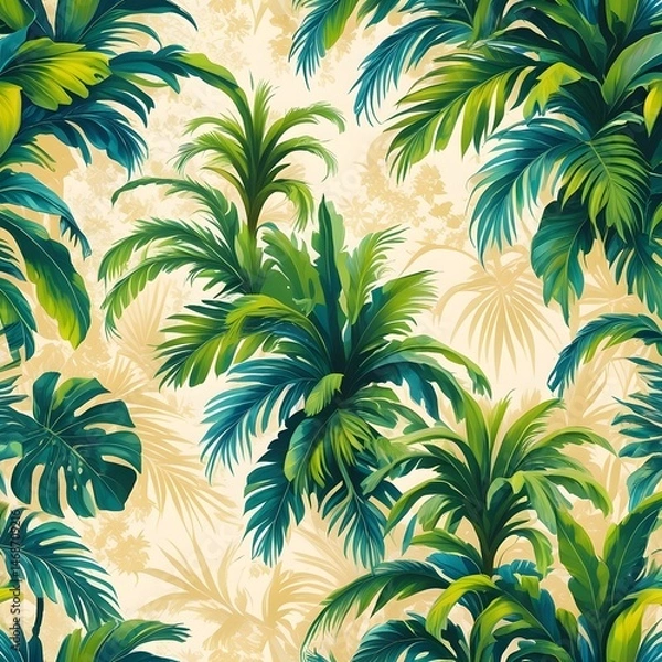Fototapeta seamless pattern with palm trees
