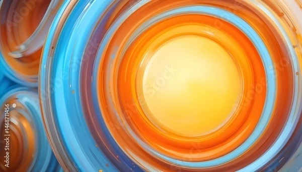 Fototapeta Vector Background of Orange Yellow Circle with Abstract 3D Style and Dynamic Contour Concept for Modern Design