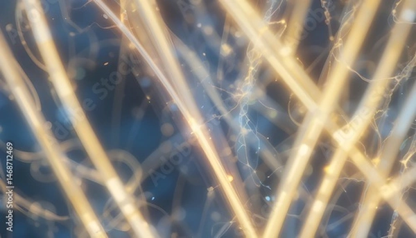 Fototapeta Dark Abstract Background With Neon Lines And Blue Glow For Futuristic And High Tech Visual Design