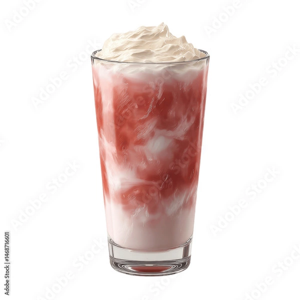 Fototapeta Iced Strawberry Cream Drink in Glass