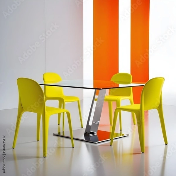 Fototapeta  Modern dinning room with chairs and table