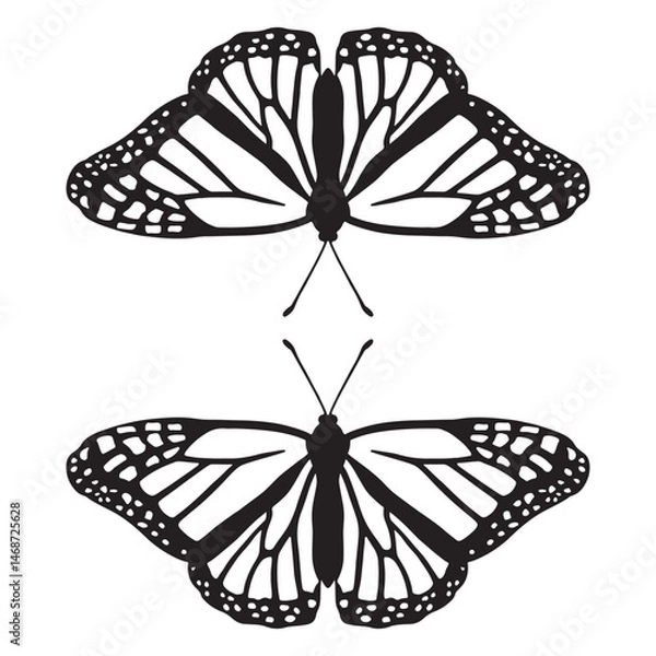 Obraz Elegant Black Butterfly Vector Illustration – Minimal Nature-Inspired Design Perfect for Branding and Print .