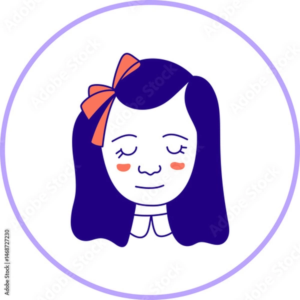 Fototapeta Hand drawn doodle face. Simple avatar portrait of girl various ages for social media, apps, icons, website