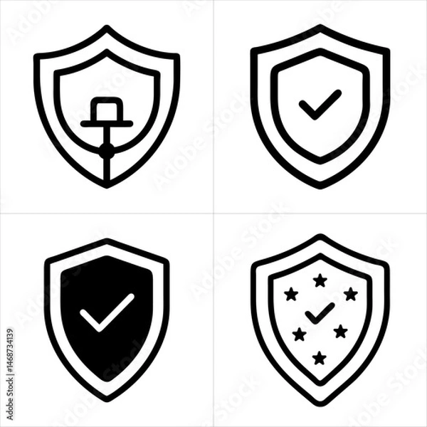 Fototapeta security shield icon set
