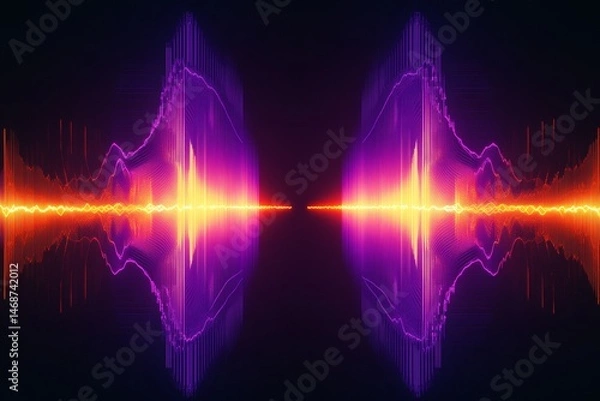 Fototapeta Pulsating Purple and Orange Audio Waveform Visualization