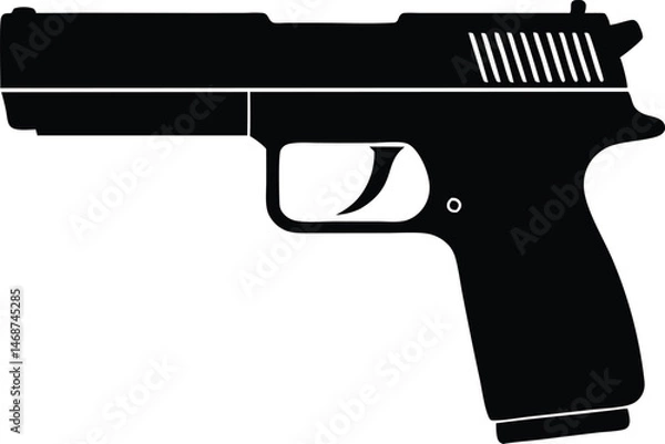 Fototapeta Semi-Automatic Handgun Silhouette Vector Illustration

