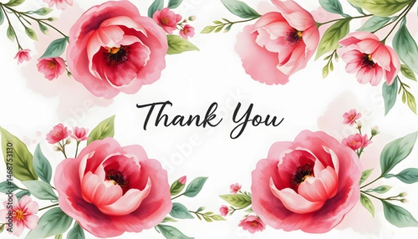 Fototapeta Watercolor floral background with brush and floral frame for horizontal banner, backdrop, wedding invitation, thank you card, wallpaper , with white tonespng