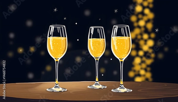 Fototapeta Glasses of champagne on a table, celebrating atmosphere , with white tonespng